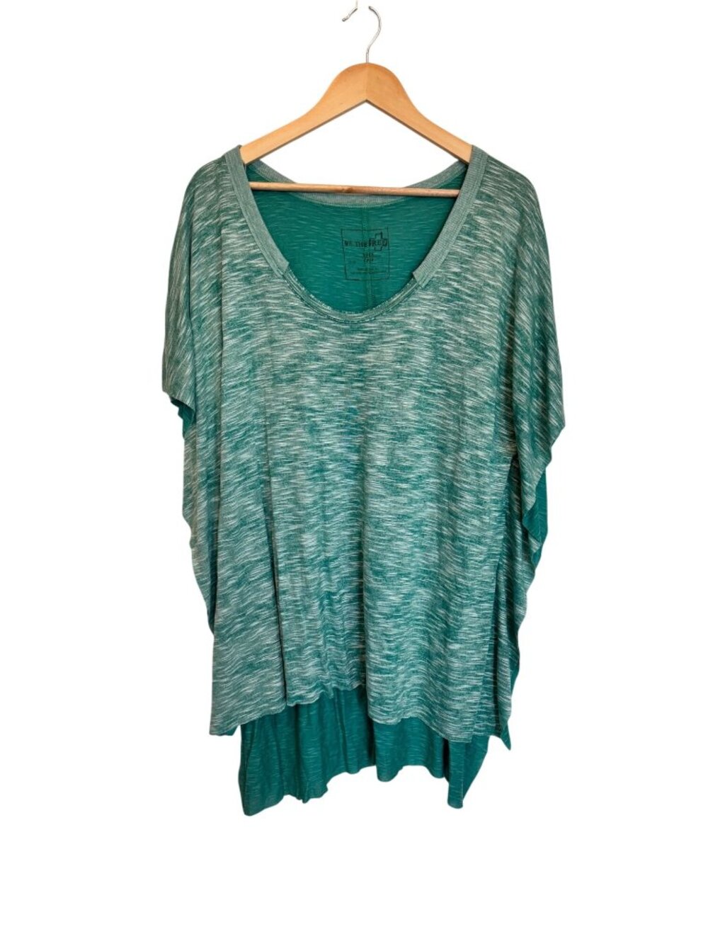 Free People We the Free Green Tunic Top High Low Hem XS/S Rayon Lightweight
